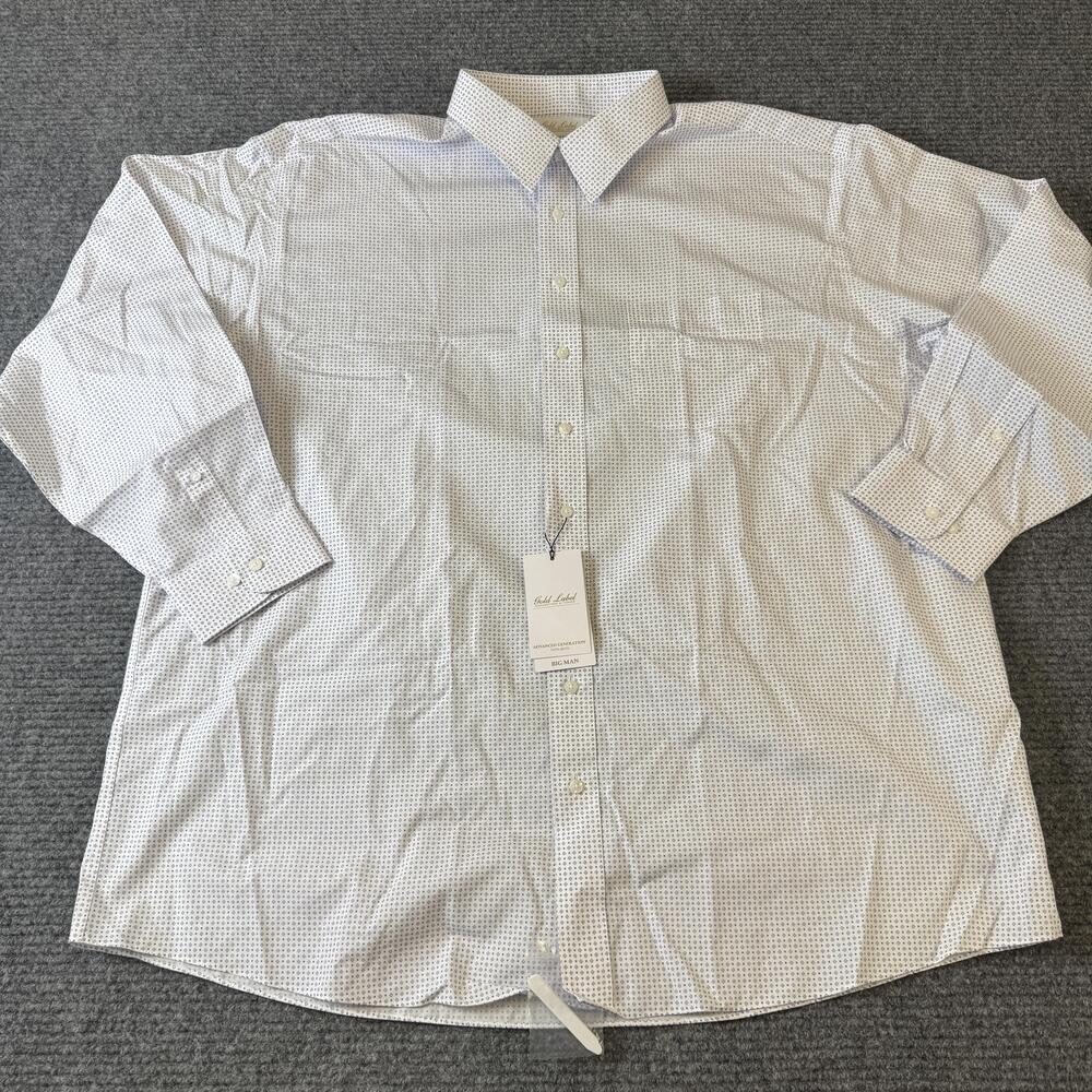 Roundtree & Yorke Dress Shirt Mens 18.5 36/37 Big Geometric Non Iron Gold Label